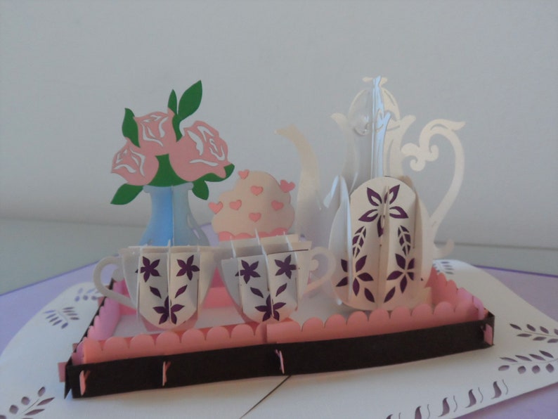 Afternoon Tea and Cake  3d  Pop up Card Mothers Day image 4