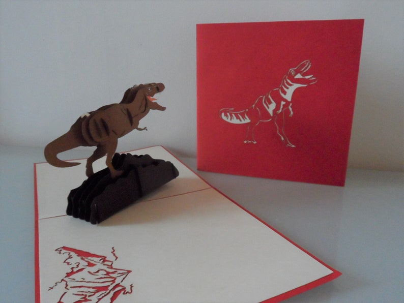 T Rex Tyrannosaurus Dinosaur 3D Pop up Card Fathers day Birthday sku175b image 1
