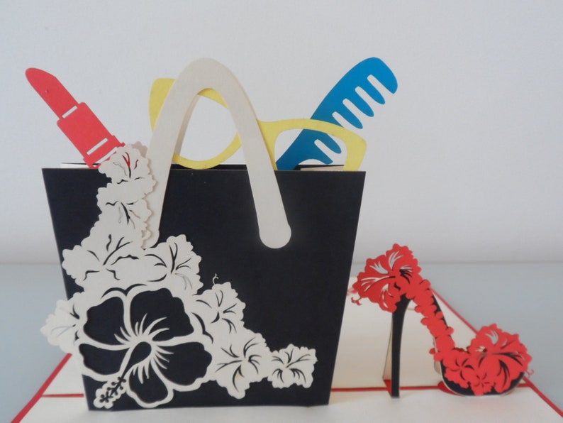 Handbag High Heels Shoes Lipstick Fashion 3D Pop up Card Birthday Hen Party Anniversary sku177 image 4