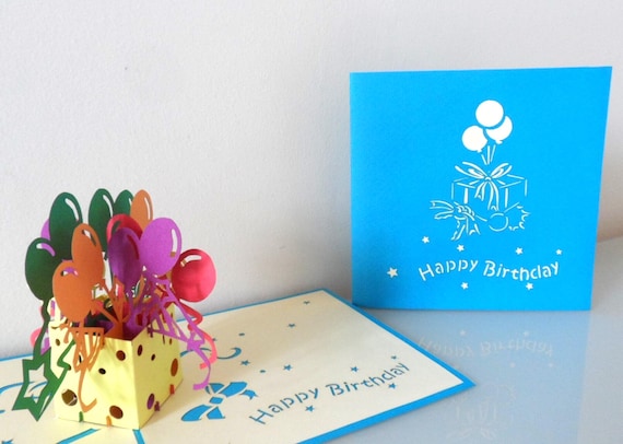 Happy Birthday -Box of Balloons -3D - Pop up Card -(sku015)