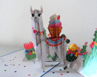 Llama- 3D pop up card - Birthday  (sku170)