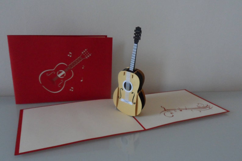 Guitar Musical Instrument 3d Pop up Card Fathers day Birthday Congratulations sku022 image 1