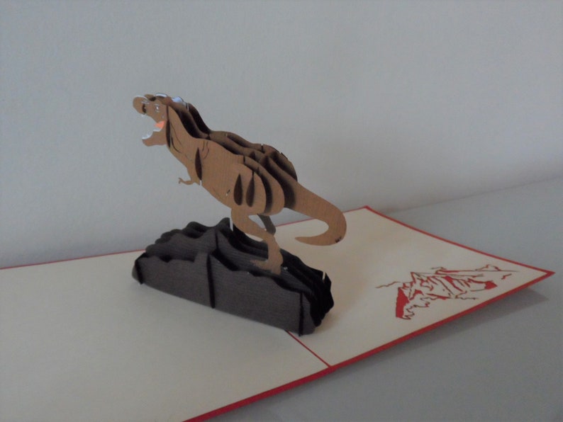 T Rex Tyrannosaurus Dinosaur 3D Pop up Card Fathers day Birthday sku175b image 2