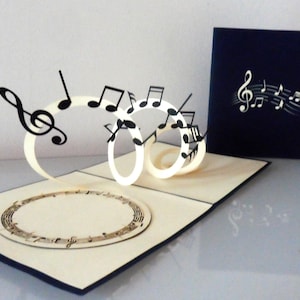 Musical Notes 3D Pop up Card -  Birthday- Congratulations- (sku179)