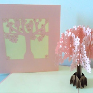 Pink Cherry Blossom Tree - 3D - Pop up Card - Birthday - Anniversary - Get well (SKU145a)