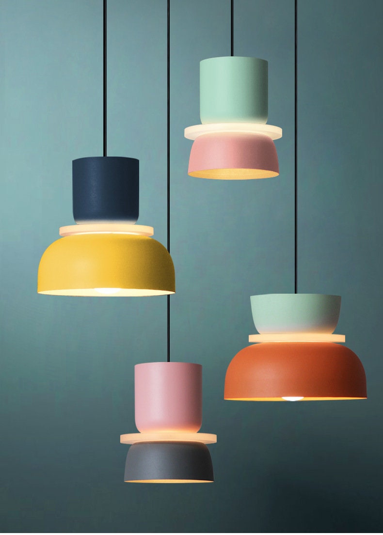 Colorful Macaron Pendant Hanging Light Nordic Design Living Etsy