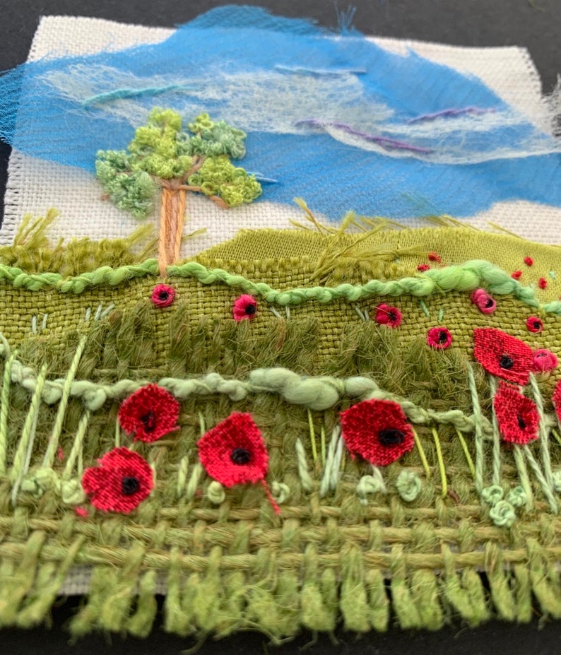 Mini Textile Landscape Poppy Meadow Kit image 0