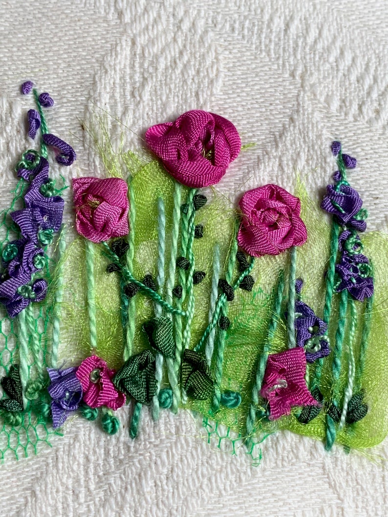 Roses & Larkspur Silk Ribbon Creative Embroidery Kit image 6