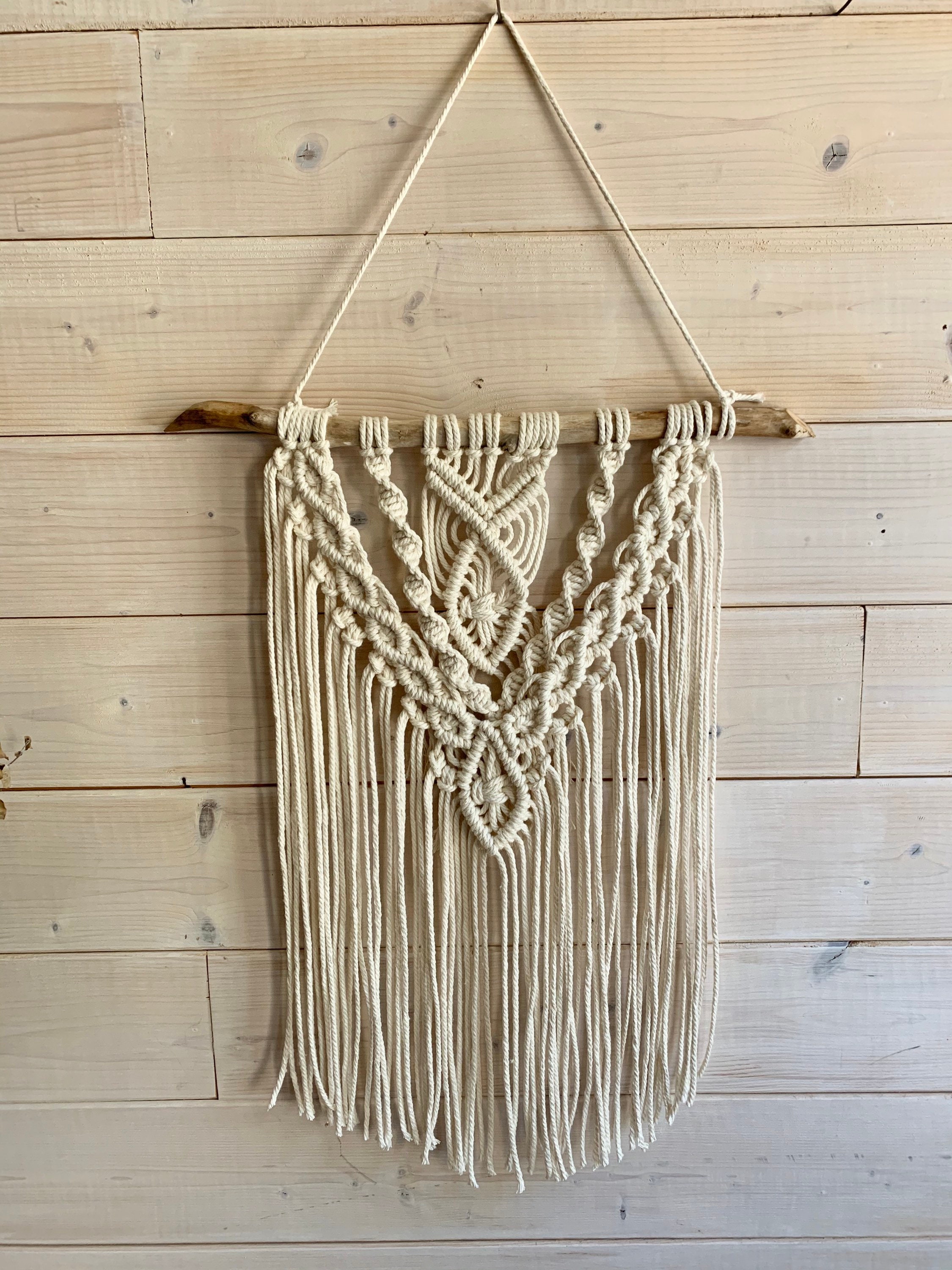 Macrame Naturel Tenture Murale Macrame Mural Sur Bois Flotte Decoration Murale Chambre Fille Chambre Bebe Cuisine Salon Boho