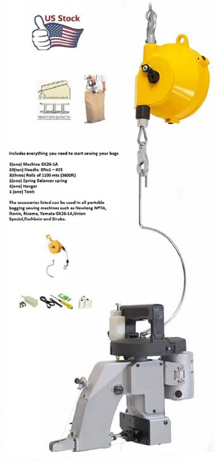 Portable Bag Closer GK-26-1A Sewing MachineSpring balancer | Etsy