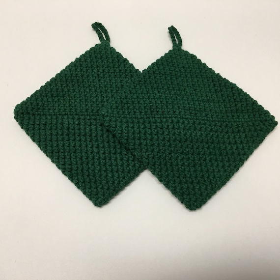 Emerald Green Crochet Pot Holder Crochet Hot Pad Handmade Etsy