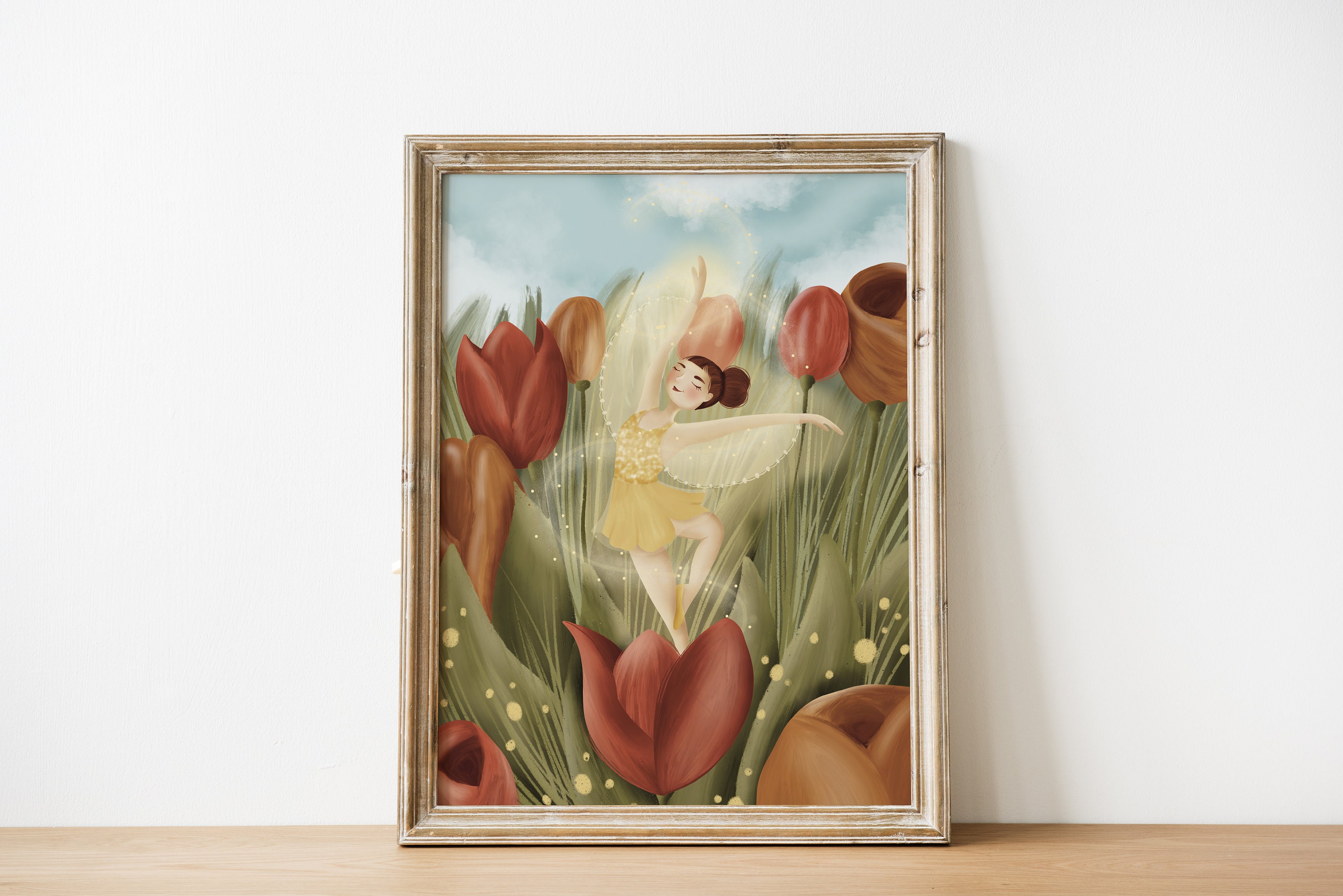 Carte et Affiche Illustrées Danseuse Dans Les Champs Pour Décoration Murale