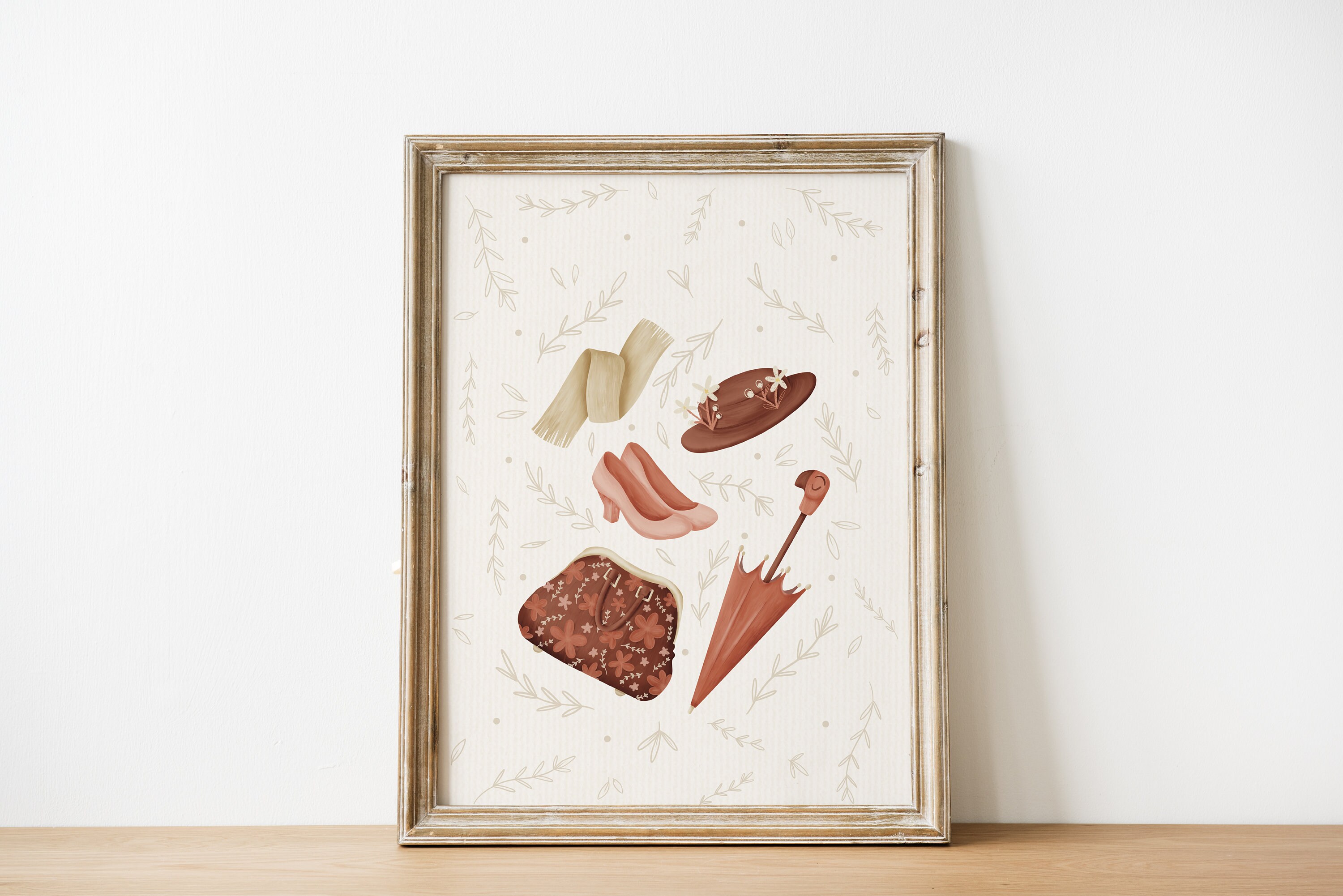 Affiche et Carte Postale Inspiration Mary Poppins Dans Le Sac de Mary, Illustration Numérique Pour D