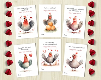 Chicken Valentines Cards, Kids Classroom Exchange (Printable)