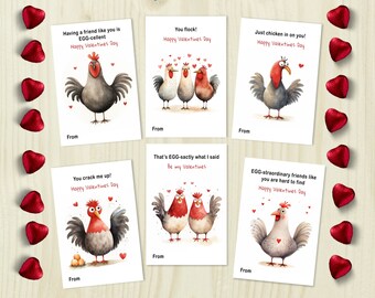 Chicken Valentine's Day Cards, Classroom Exchange (Printable)
