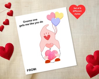 Gnome Puns Valentines Cards, Funny Kids Valentine Cards, Classmates Valentines for Classroom Valentines Exchange, Boys and Girls Valentines