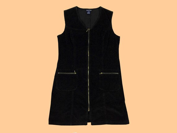 vintage / 90s CORDUROY DRESS / black / corduroy /