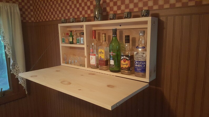 Murphy Bar Unfinsihed Man Cave Wall Mount Liquor Cabinet Fold Down