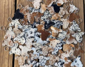 Cowhide Cow Head Keychains
