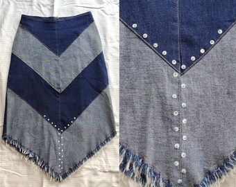 Unbranded Stretch Denim Triangle Hem Skirt USA Sz S