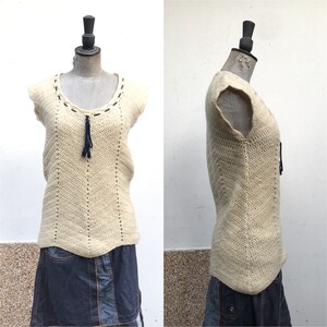 Xs Women Beige Sleeveless Knit Vest Sweater Jumper