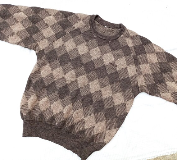 J.Press, J.Press Brown Diamond Sweater L