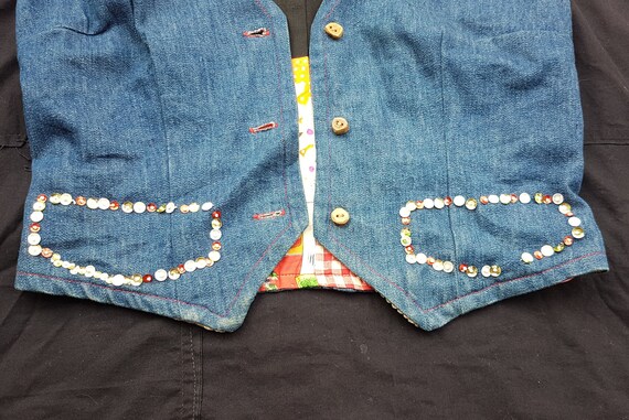 Denim Patchwork Reversible Vest Small - image 3