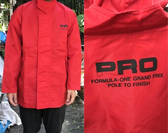 VTG Toyo Suisan Formula 1 Grand Prix Japan Red Nylon Jacket Hood M