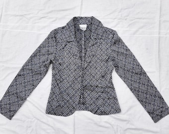 Norma Kamali Multicolor Houndstooth Open Front Jacket Sz 11