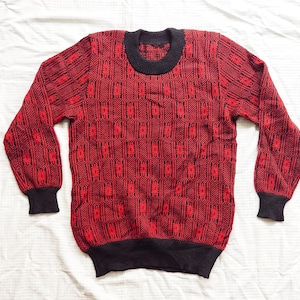 Vintage Red Black Sweater m