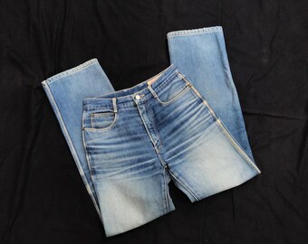 VTG Bison Japan Faded straight leg Zip Triple Stitch Jeans W26