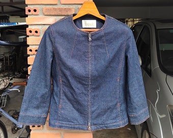 Harrods Knightsbridge Denim Collarless Jacket