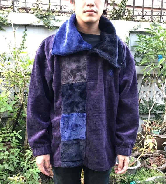 Lancel Purple Velour Big Collar Pullover Jacket Sz L - Etsy