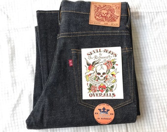 27 Jeans Skull By An Alchemist Jeans con zip e taglio a stivale grezzo Denim