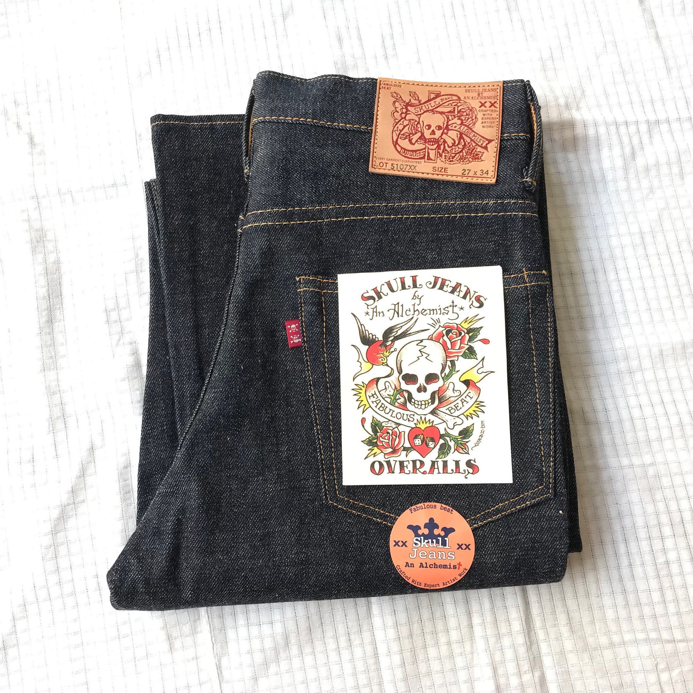27 Skull Jeans by an Alchemist Raw Boot Cut Zip Jeans Denim 27 Skull Jeans by an Alchemist Raw Boot Cut Zip Jeans Denim