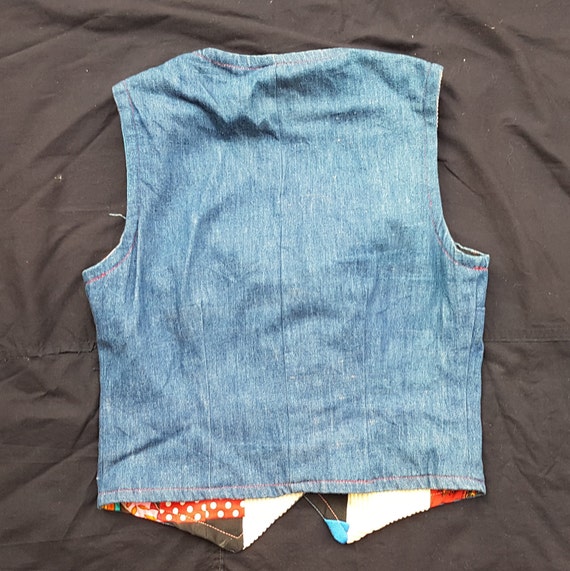 Denim Patchwork Reversible Vest Small - image 5