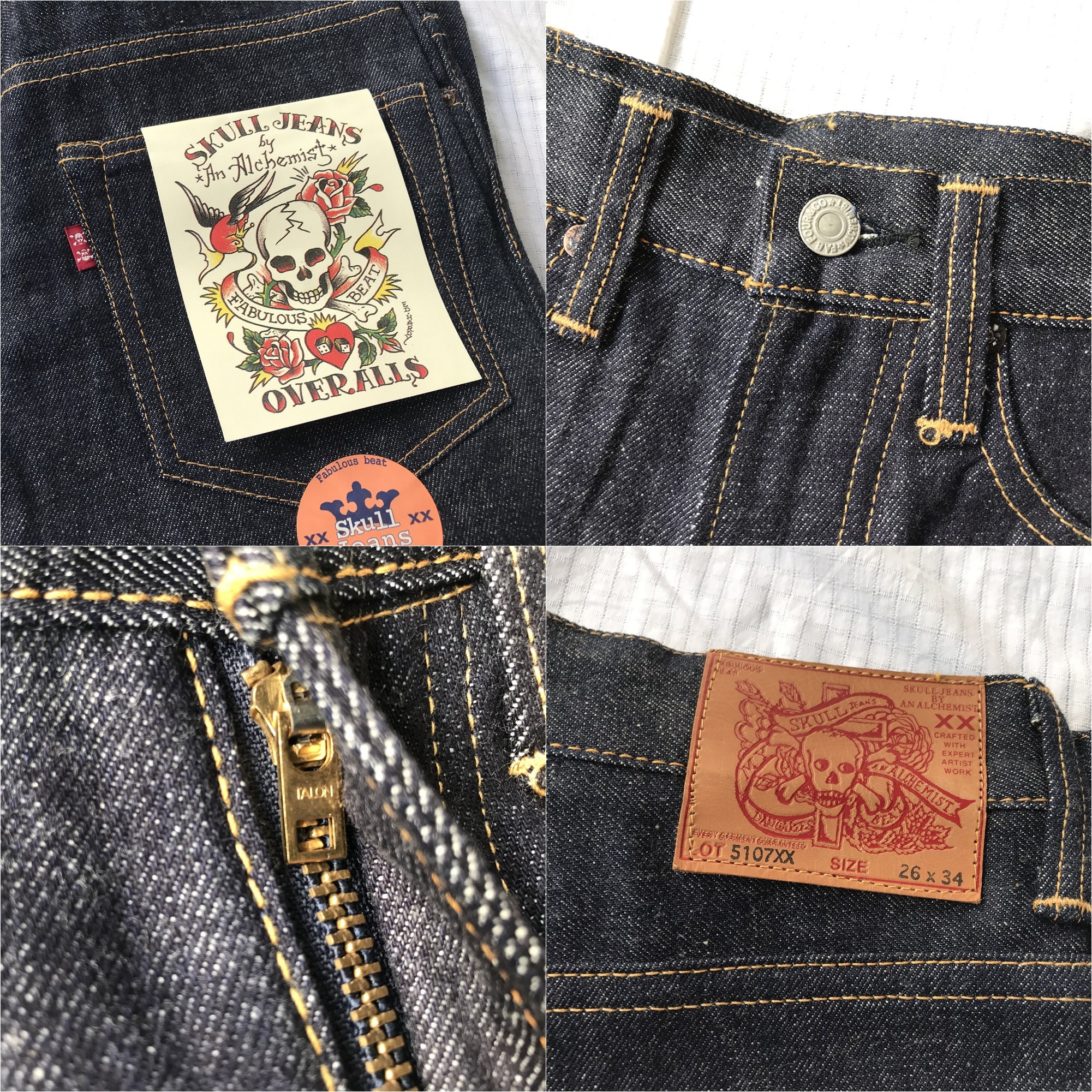 26 Skull Jeans by an Alchemist Raw Boot Cut Zip Jeans Denim 26 Skull Jeans by an Alchemist Raw Boot Cut Zip Jeans Denim