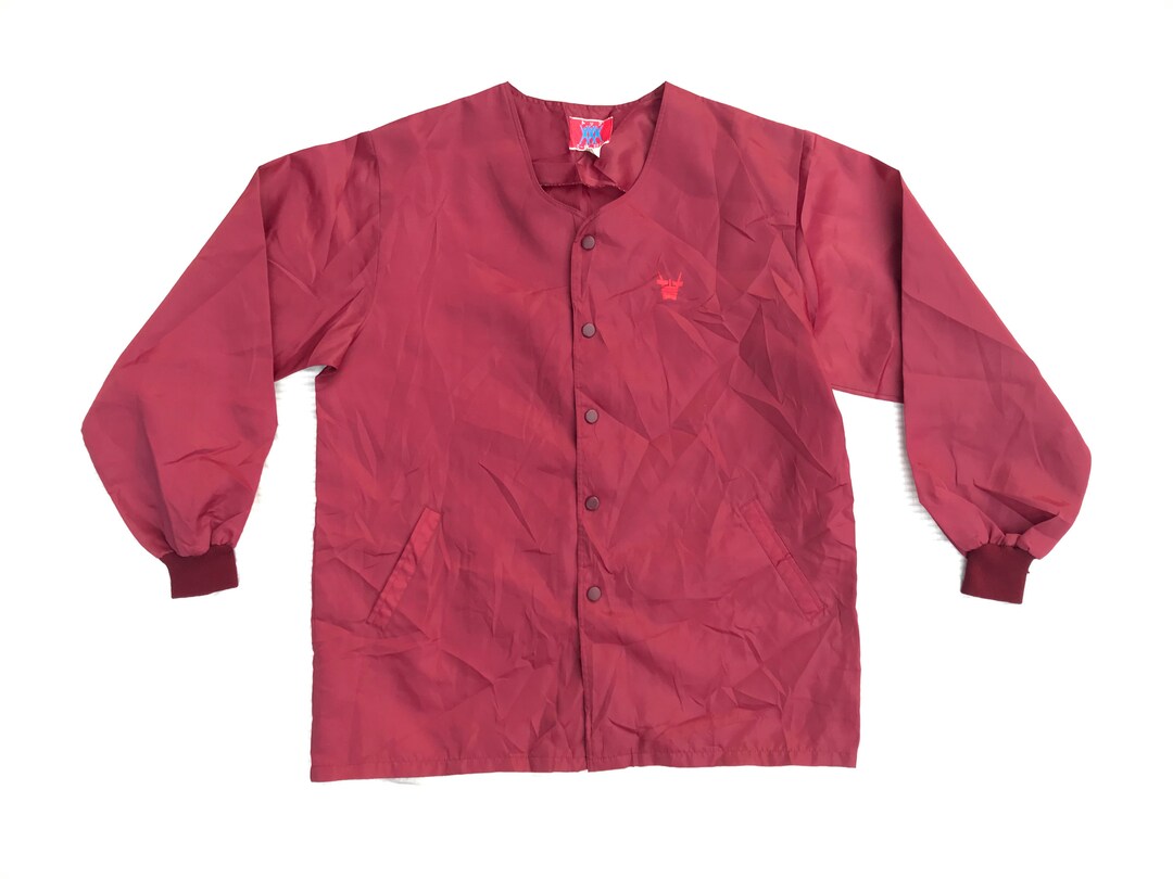 Japan Red Polyester Collarless Snap Jacket L - Etsy