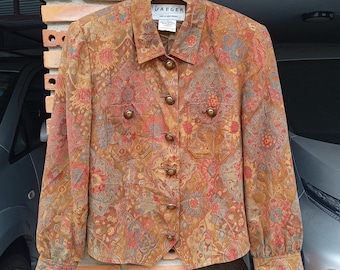VTG Jaeger Brown Floral Paisley 2 Pocket Jacket UK 12 / US 10