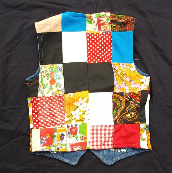 Denim Patchwork Reversible Vest Small - image 8