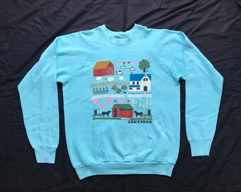 VTG Arkansas Blue Sweatshirt Sz M