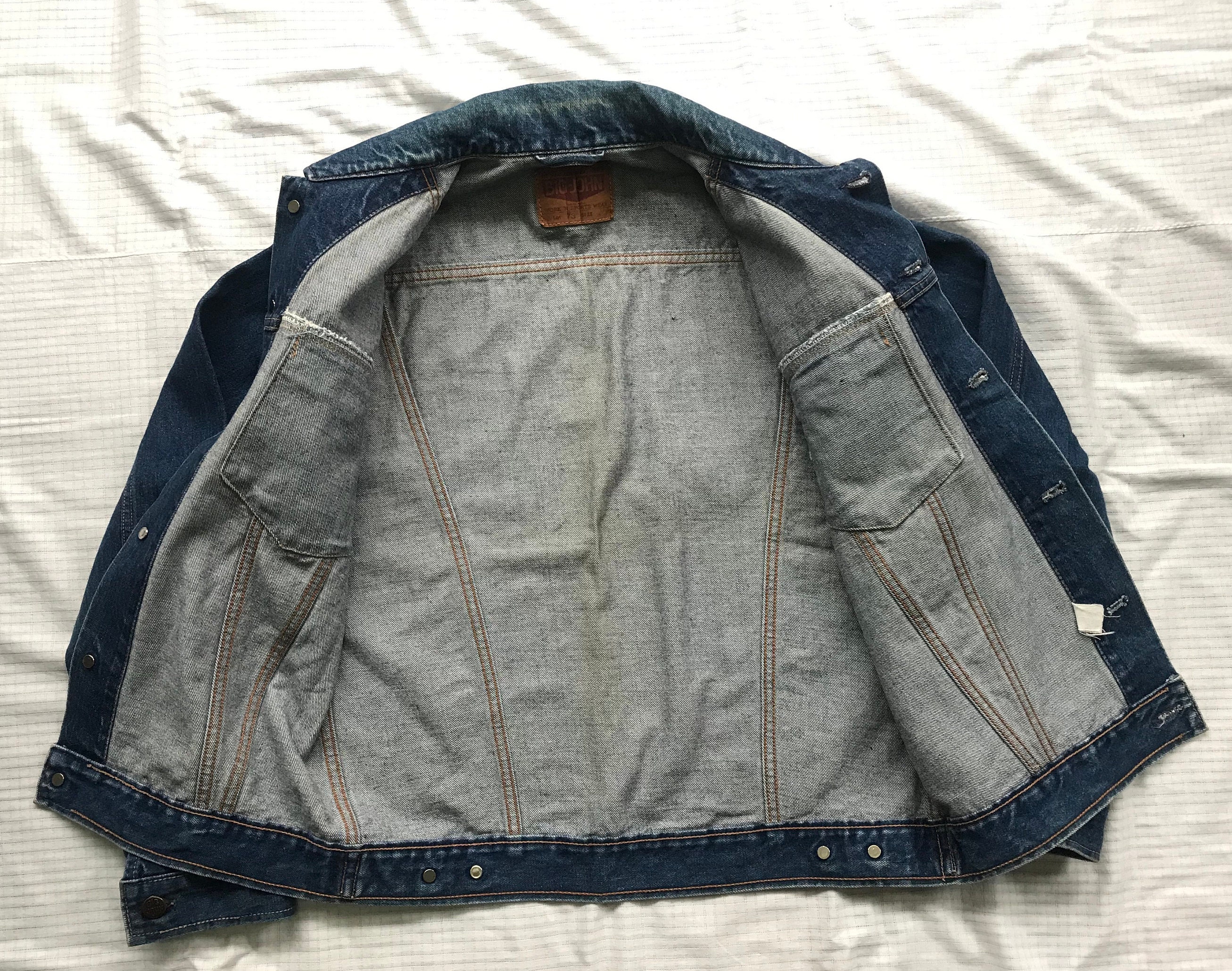 VTG 80s Big John Denim Jean Jacket 2 Pocket Japan Sz 38 / S