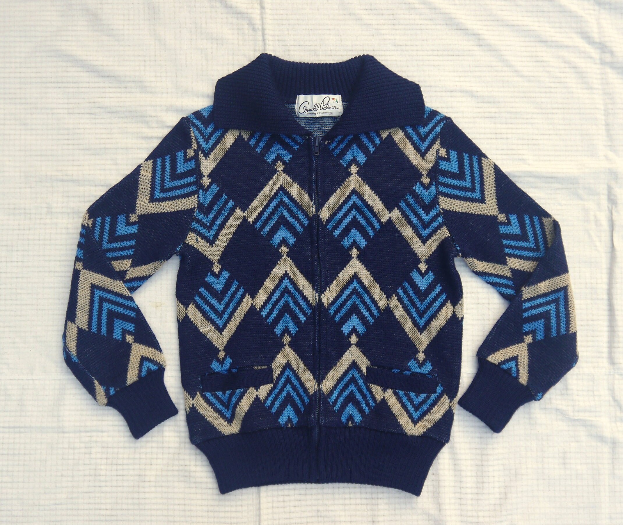 Arnold Palmer by Renown Navy Blue Zip Sweater Sz 9 - Etsy