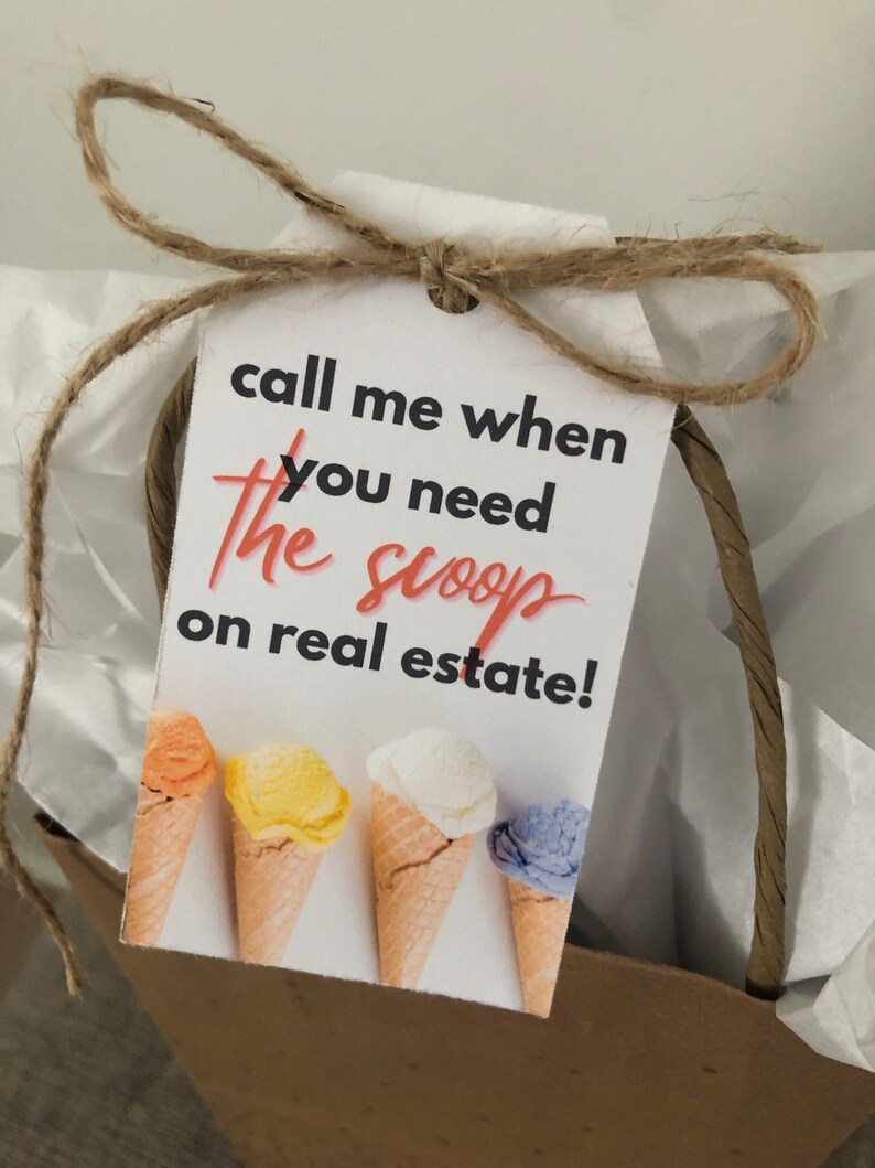 The Scoop Printable Gift Tag TEMPLATE Realtor Popby Etsy