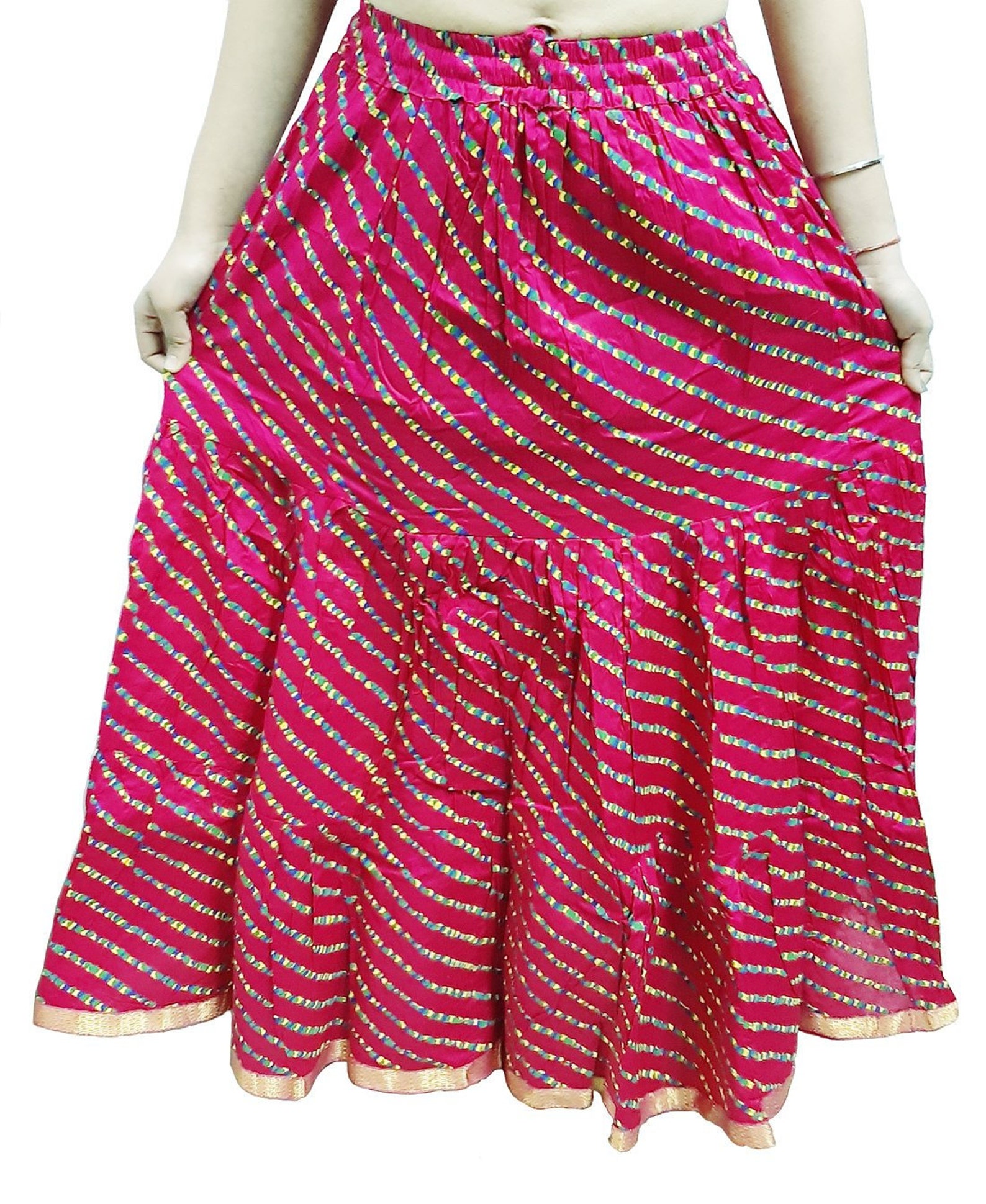 Pink Indian Rajasthani Cotton Leheriya Tie & dye Long Skirt | Etsy