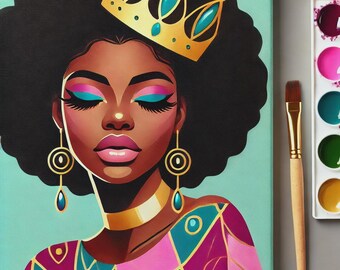 Pre-Drawn Canvas Paint Kit: Queen Portrait, DIY Art Party