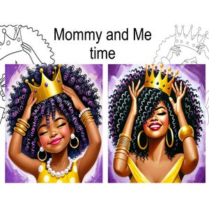 Pre-Drawn Canvas: African American Princess & Queen - DIY Paint Party