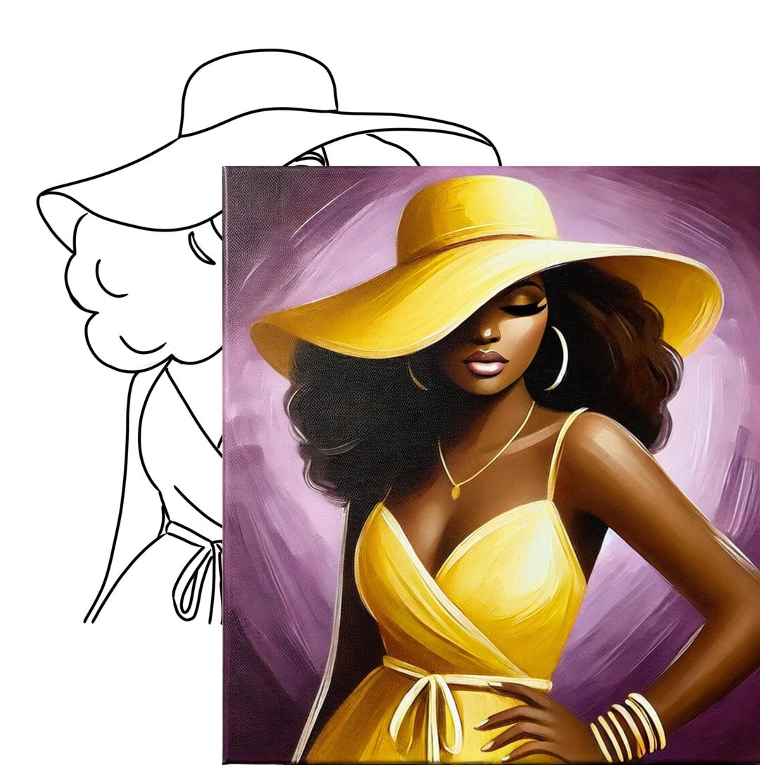 Pre Drawn Canvas African American
