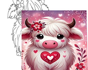 Highland Cow Paint and Sip Canvas Kit: DIY Painting Party
