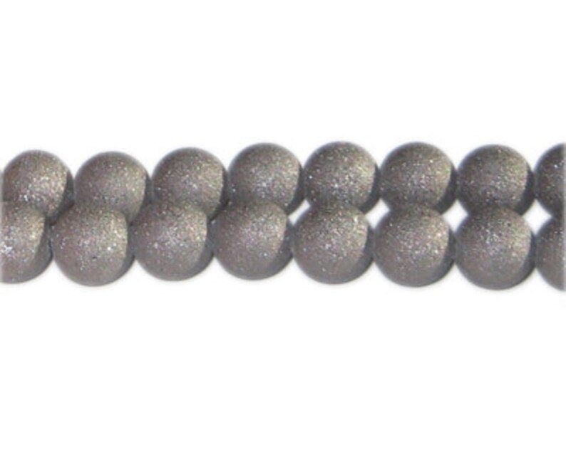 10mm Charcoal Druzy-Style Electroplated Glass Bead approx 24 beads